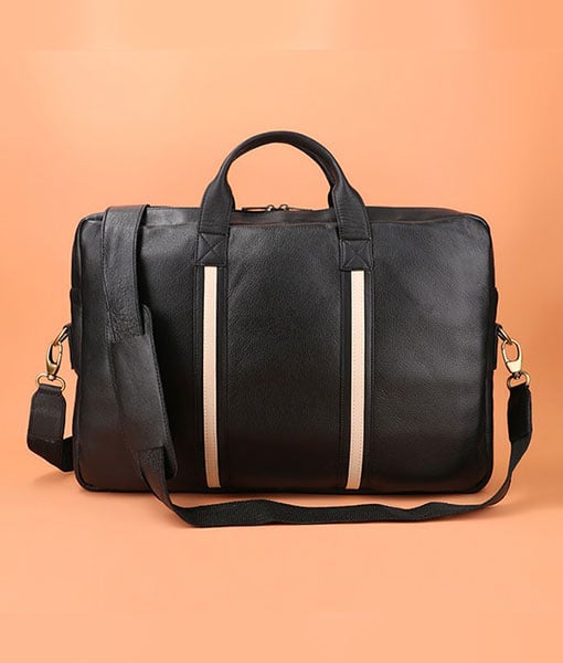 Men’s Stylish Black Leather Laptop Bag