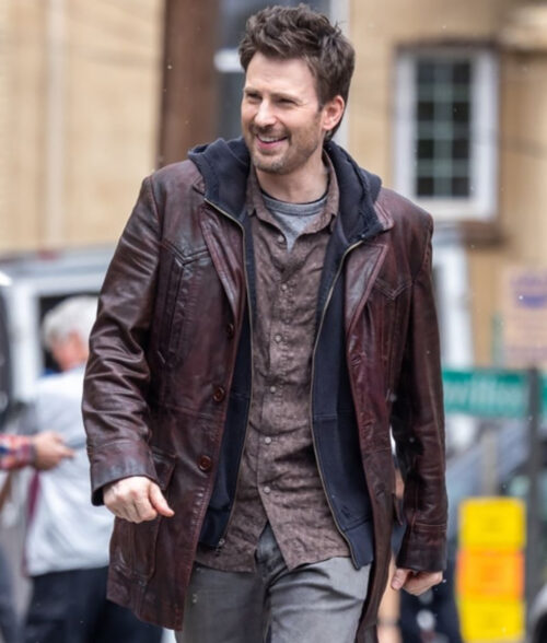 Red One Chris Evans Brown Leather Jacket - Jack O’Malley Brown Leather Jacket | Men's Leather Jacket - Front View
