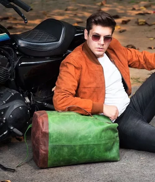Green Leather Multi-Function Travel Bag