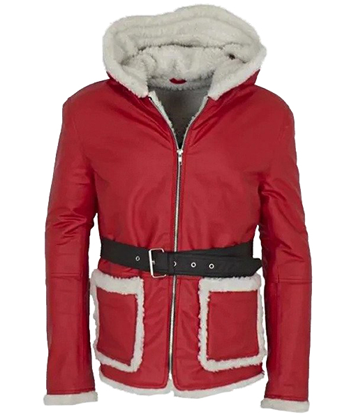 Men's Classic Red Santa Claus Leather Jacket TLC