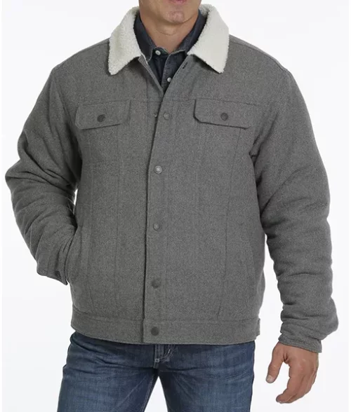 Men's Grey Wool Classic Trucker Jacket