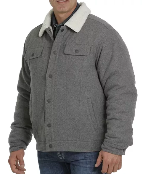 Men's Grey Wool Classic Trucker Jacket