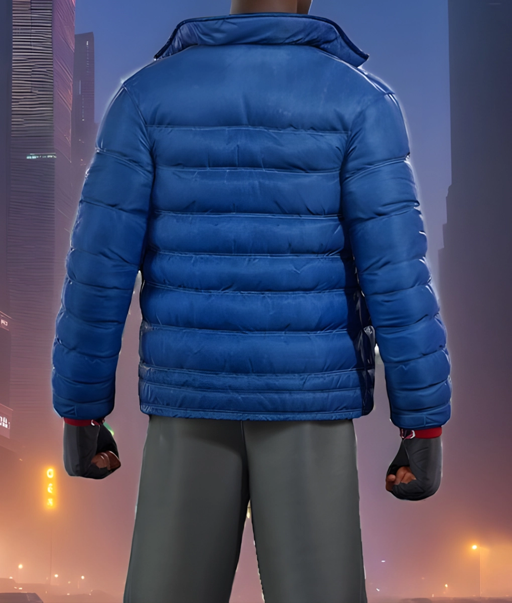 Spider-Man Miles Morales Blue Puffer Jacket-BackView