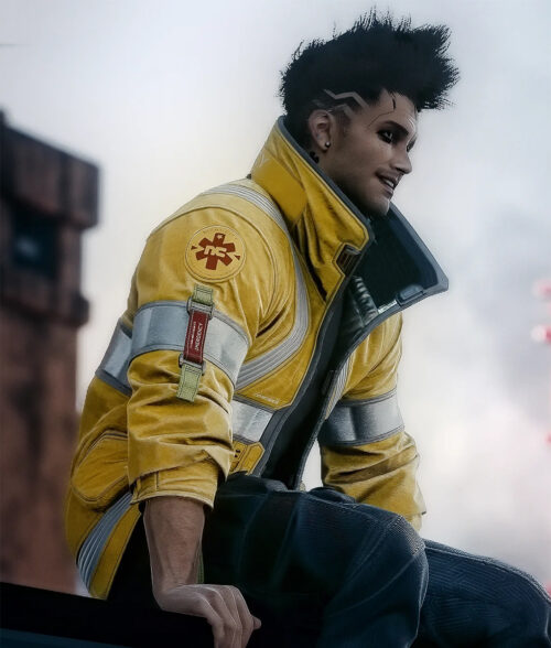 Cyberpunk 2077 David Martinez Jacket - Cyberpunk Yellow Jacket | Men's Leather Jacket - Front View