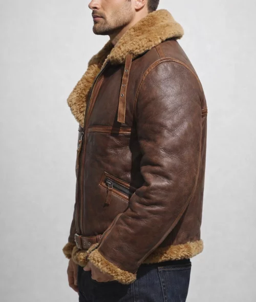 Men's Classic Brown B3 Aviator Jacket | Men's Brown B3 Aviator Jacket-4