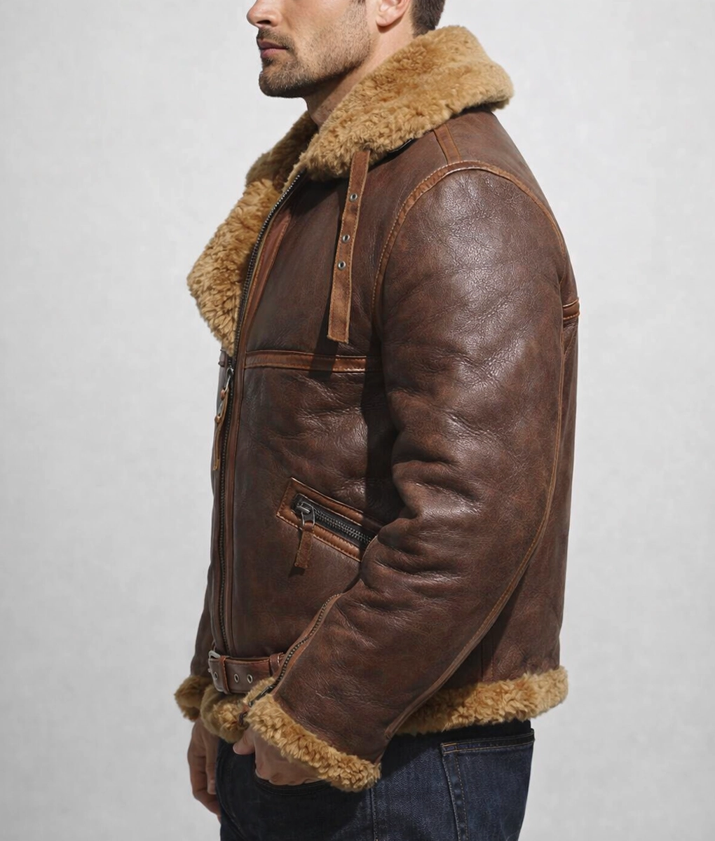 Men's Classic Brown B3 Aviator Jacket | Men's Brown B3 Aviator Jacket-4