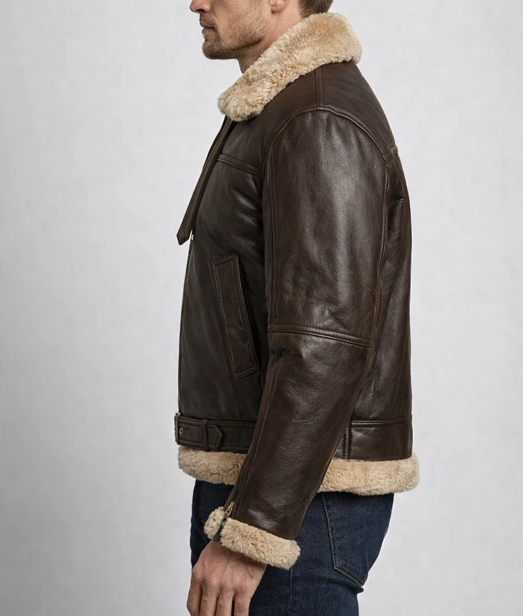 Men's RAF B3 Bomber Jacket | Men's RAF B3 Brown Bomber Jacket-4