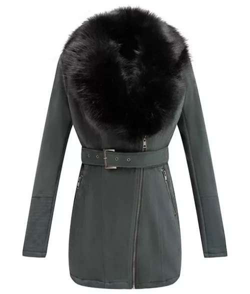Women's Green Suede Fur Coat