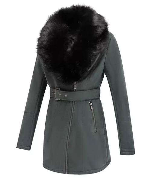 Women's Green Suede Fur Coat