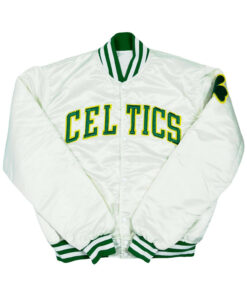 B Celtics White Satin Jacket