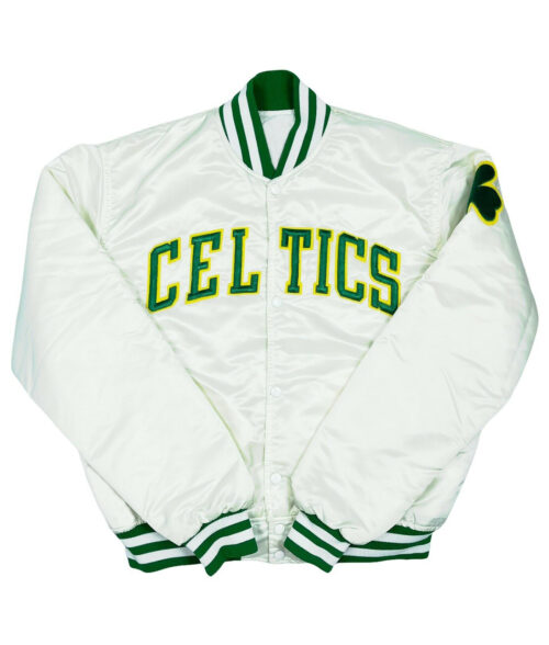 Boston Celtics Varsity Jacket - Celtics Varsity Jacket | Men's Leather Jacket - Front View