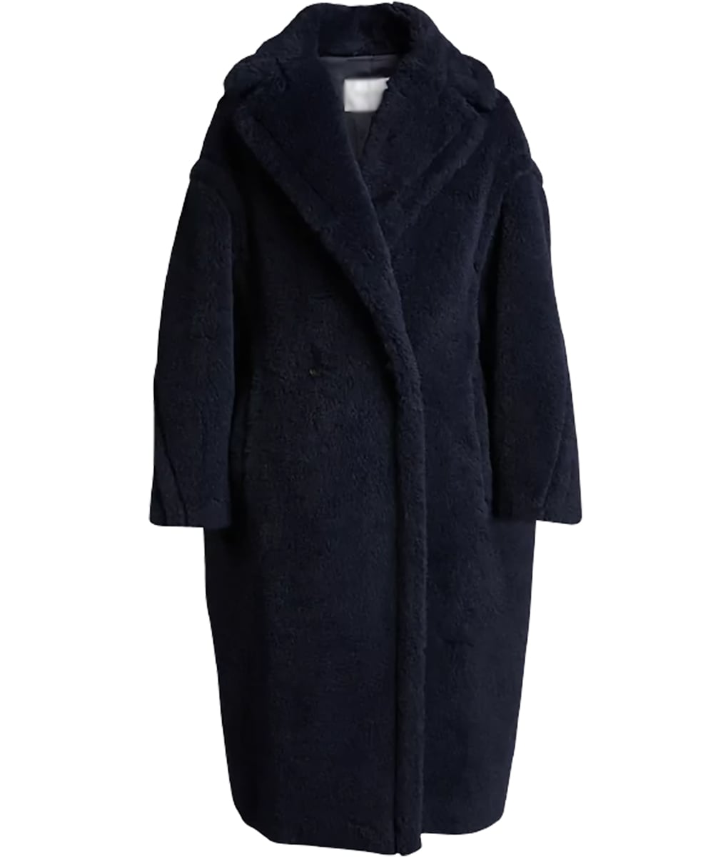 Blake Lively Blue Fur Shearling Coat