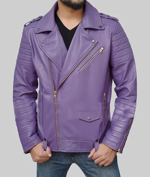 Jalen Hurts Purple Biker Jacket