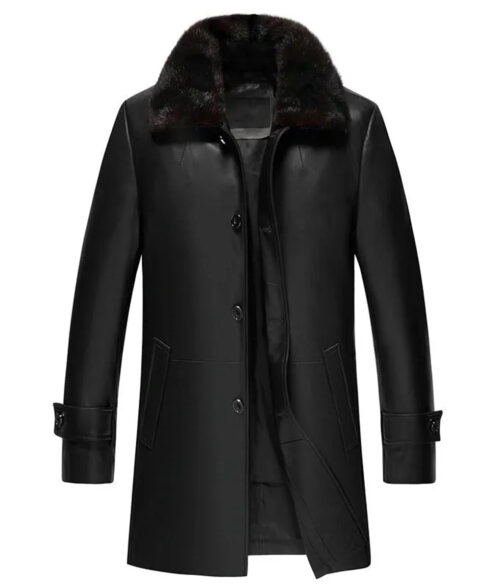 Mens Black Leather Coat