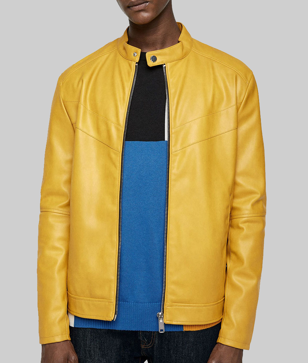 Men's Classic Yellow Faux Leather Jacket TLC