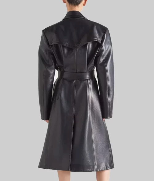 KIM KARDASHIAN Black Leather Coat - Back