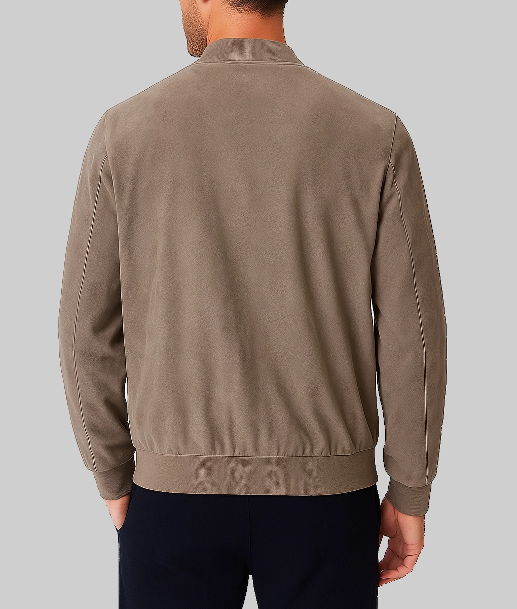 Benjamin Men's Everyday Khaki Suede Bomber Jacket - Image 2