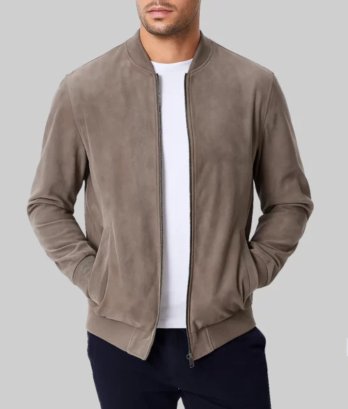 Benjamin Men's Everyday Suede Bomber Jacket-Front View