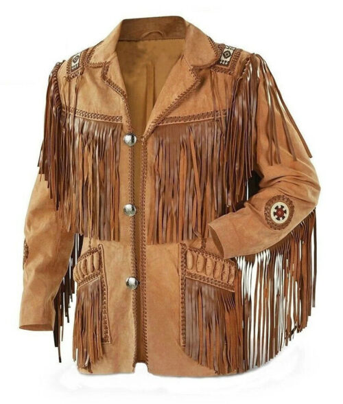Butch Men's Brown Fringe Cowboy Western Ranch Suede Jacket