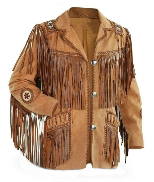 Butch Men's Brown Fringe Cowboy Western Ranch Suede Jacket