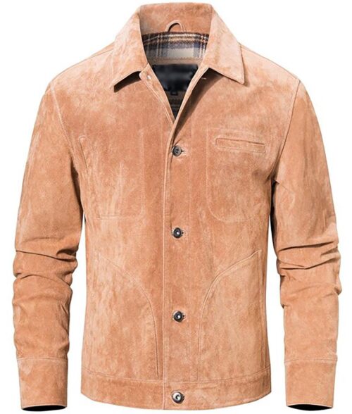 Dustin Men's Beige Timeless Real Suede Trucker Jacket