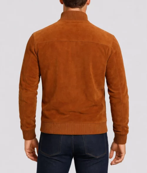 Elijah Men's Brown Slim-Fit Suede Bomber Jacket-4