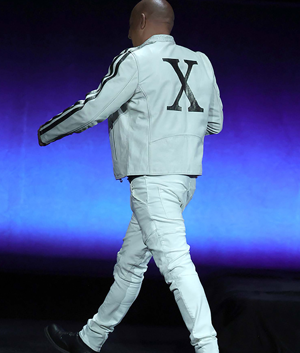 Fast X CinemaCon Vin Diesel White Leather Cafe Racer Jacket