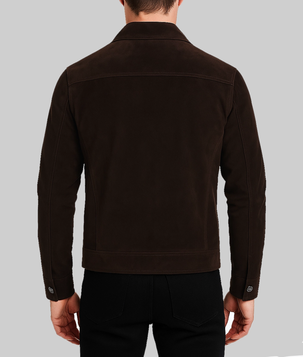 Henry Men's Dark Brown Suede Trucker Jacket