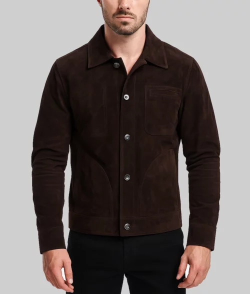 Henry Men's Dark Brown Suede Trucker Jacket