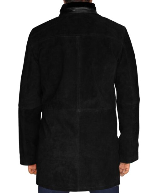 Alternative view of Kingston Men's Black Mid-Length Trucker Style Suede Coat