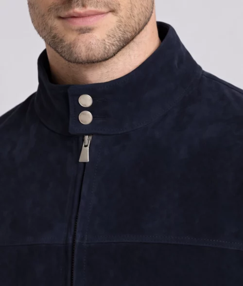 Levi Men's Navy Suede Bomber Jacket-1