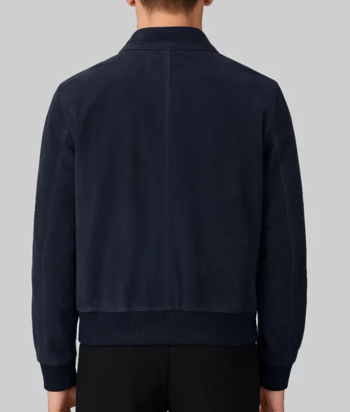 Levi Men's Navy Relaxed-Fit WWII Real Suede Bomber Jacket-Back View