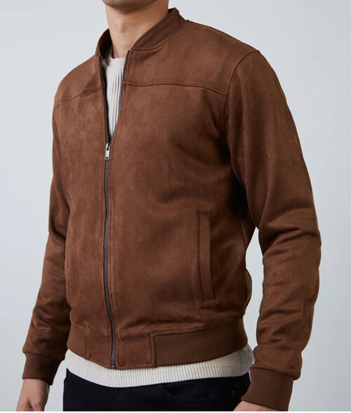 Logan-Men's-Brown-Long-Sleeve-Biker-Style-Bomber-Suede-Jacket