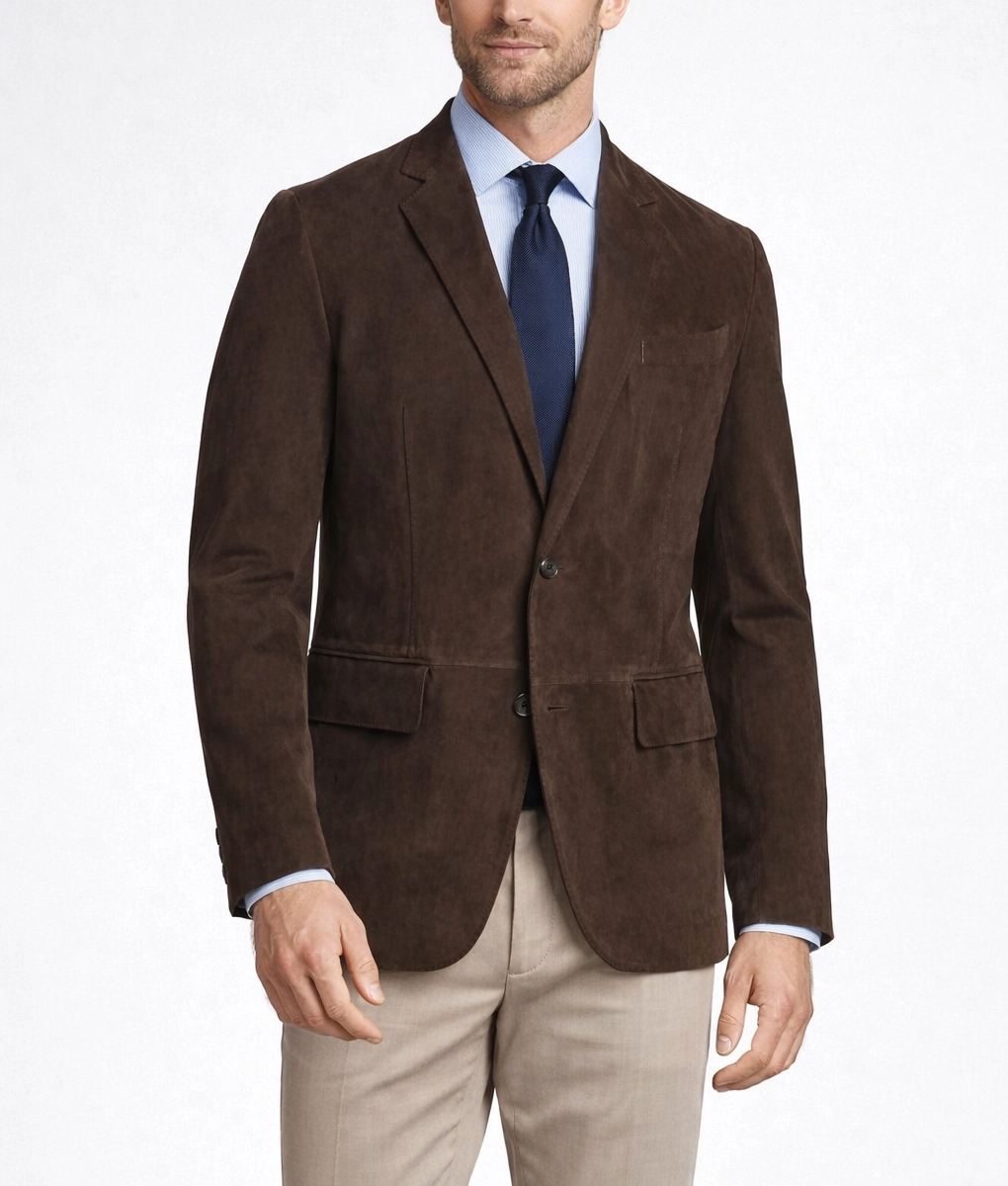 Maddox Men's Classic Brown Real Suede Blazer | Men's Classic Brown Suede Blazer-2