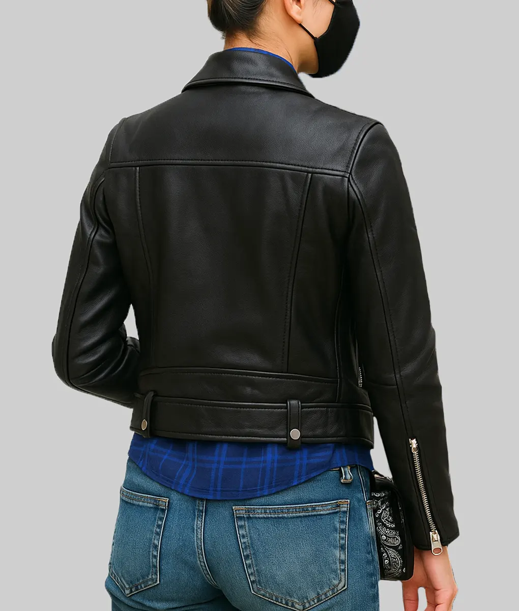 Mission Impossible 7 Pom Klementieff Black Leather Biker Jacket