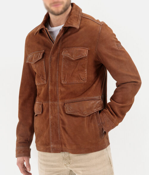 Alternative view of Oliver Men's Brown Modern 4-Pocket Mid-Length Real Suede Coat