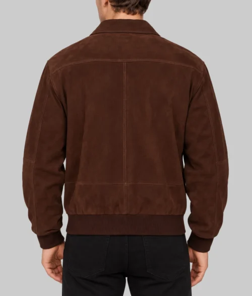 Ozzy Men&rsquo;s Brown Real Suede A2 Flight Bomber Jacket - Back View