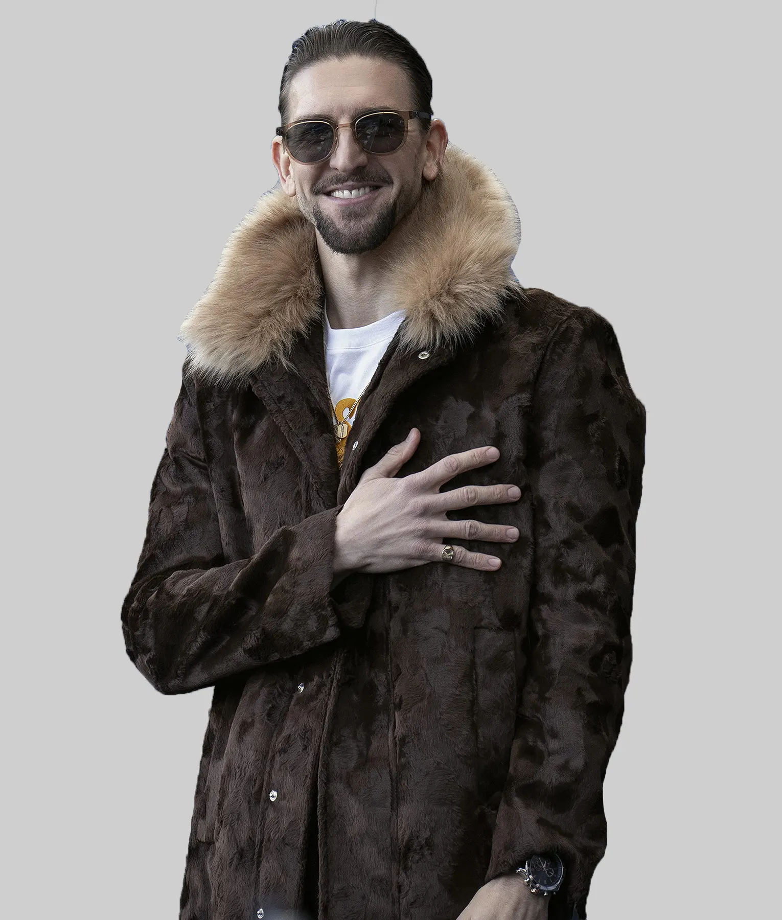 Ted Lasso S03 Zava Brown Coat with Fur Collar