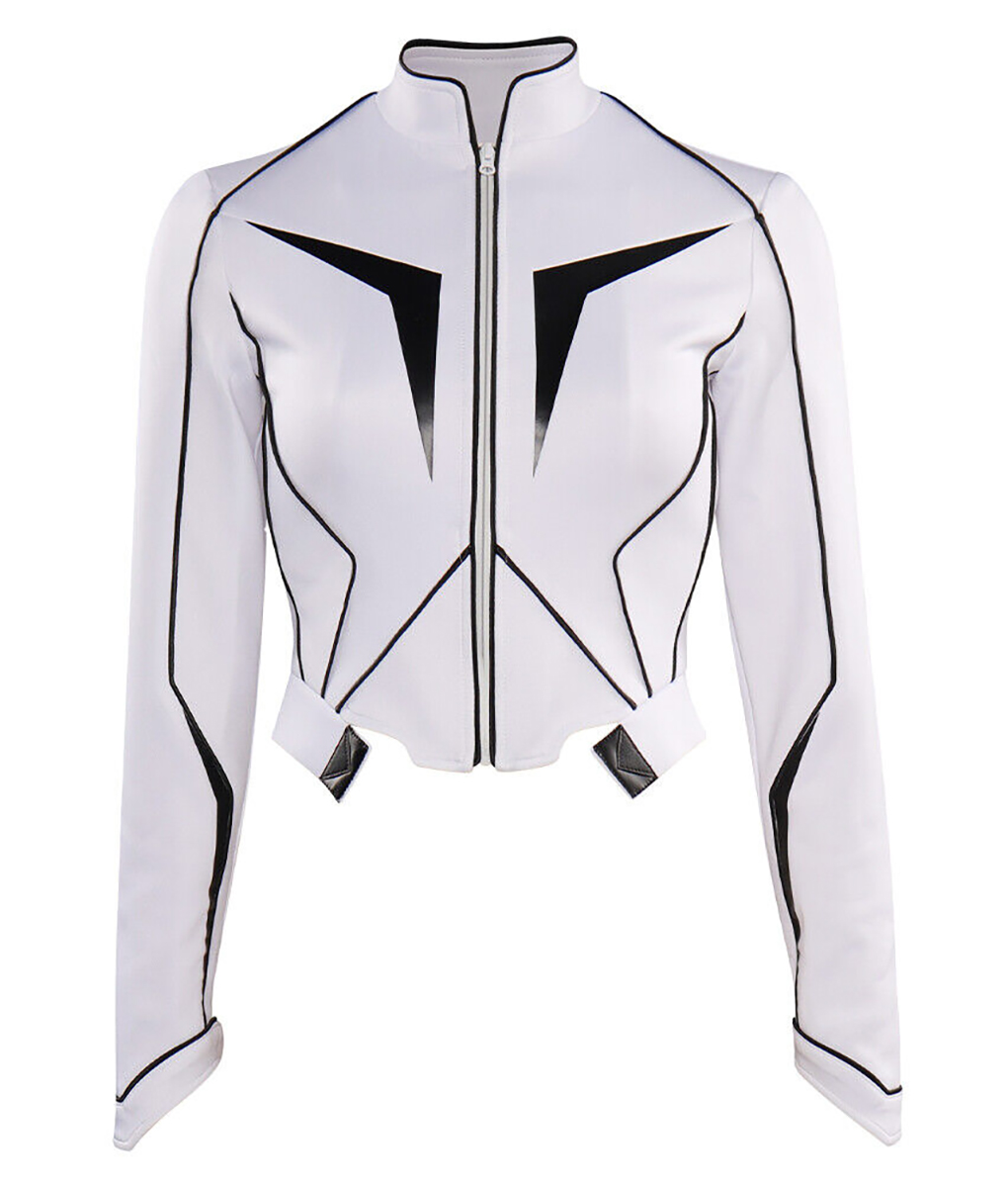 The Marvels Teyonah Monica Rambeau White Leather Jacket