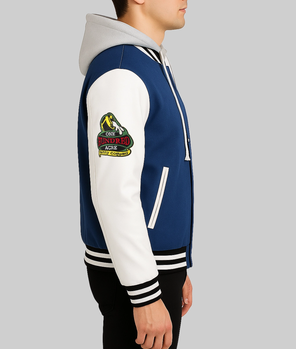 90s Xxxtentacion Winnie The Pooh Denim with Leather Varsity Jacket