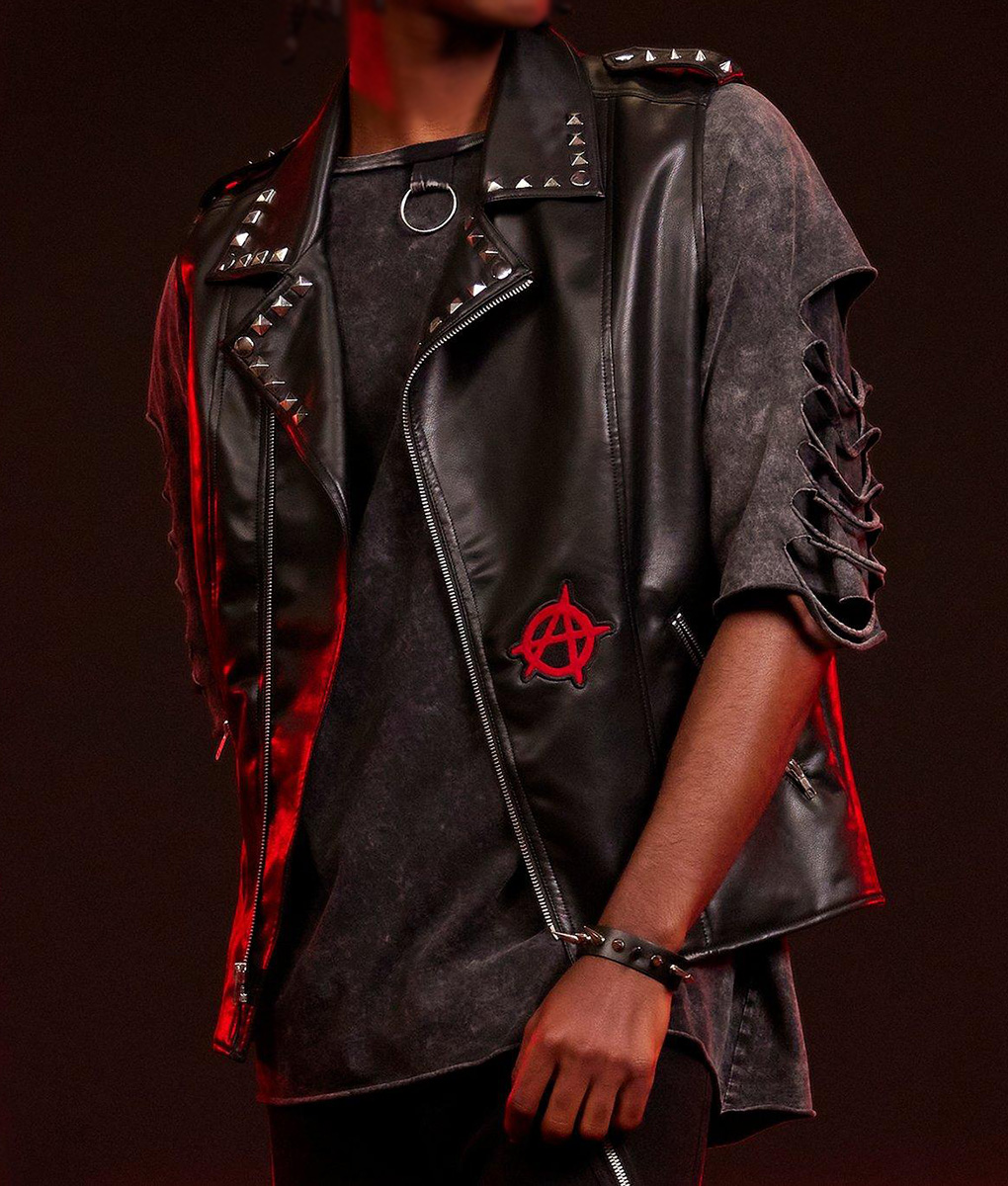 ジャケット・アウター st90's SAXONY punk vest Across The Spider-Verse Spider-Punk Moto Vest