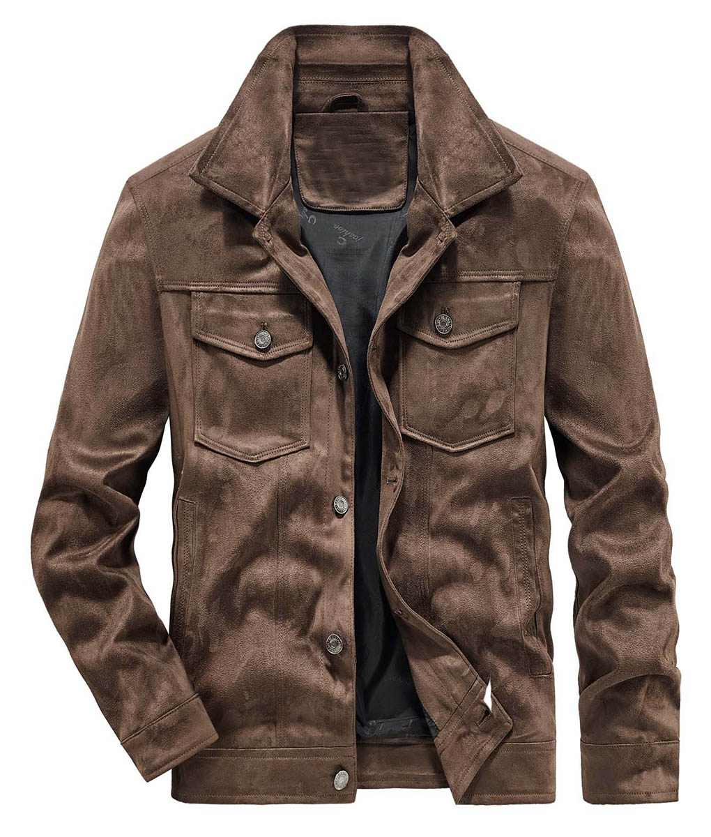 Boaz Men’s Brown Fitted Performance Suede Jacket