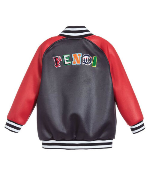 Fendi Boys Red and Black Varsity Jacket