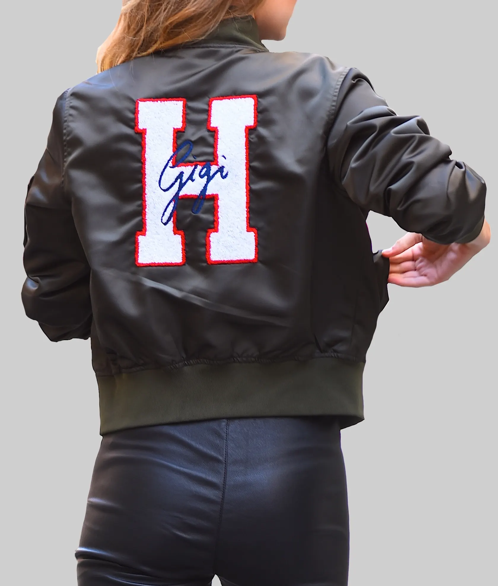 Gigi Hadid Bomber Jacket-Back View
