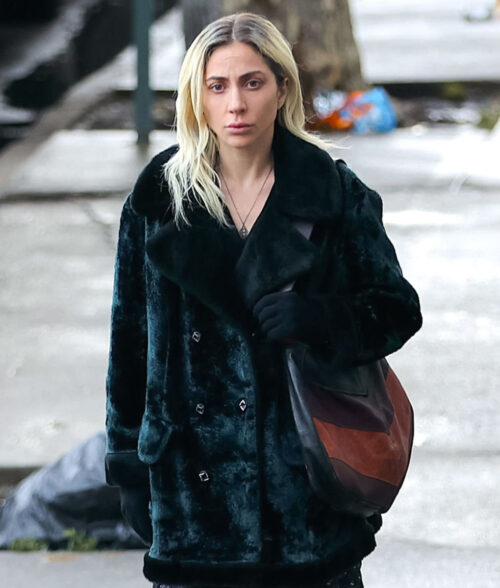 Lady Gaga Coat - Joker: Folie a Deux Lady Gaga Velvet Coat | Women's Velvet Coat - Front View