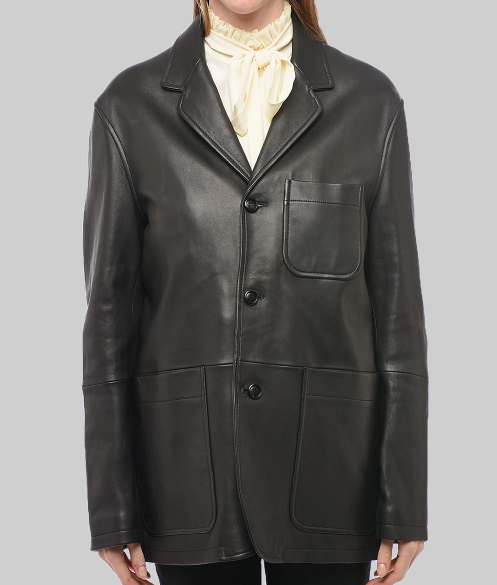 Paris Show Lily Chee Black Leather Coat
