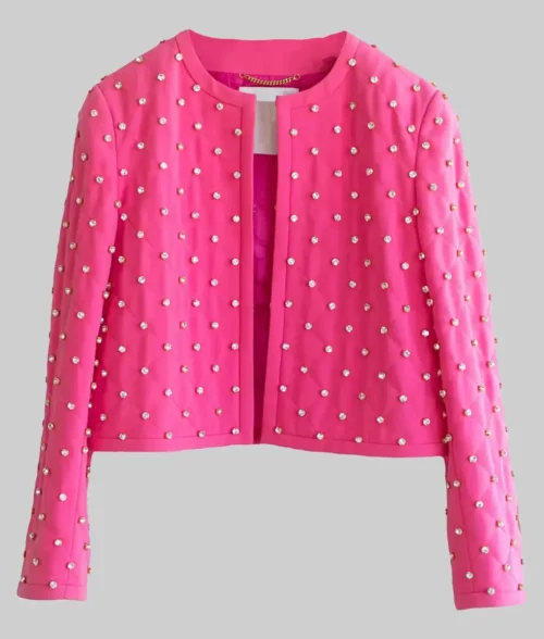 Barbie 2023 Margot Robbie Pink Studded Jacket