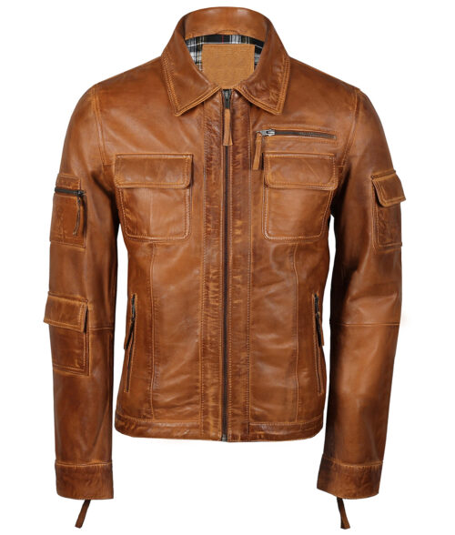 Bennett Men's Brown Edgy Leather Racer Jacket