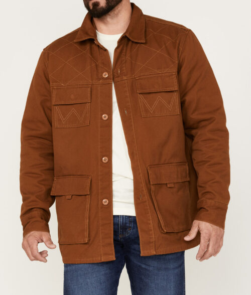 Coleman Men's Brown Western Quilted Chore Suede Jacket
