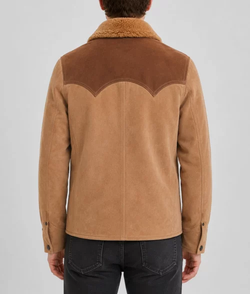 Colt Men's Brown Western Shearling Collar Suede Jacket - Back